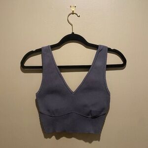 Blue V Neck Cropped Tank